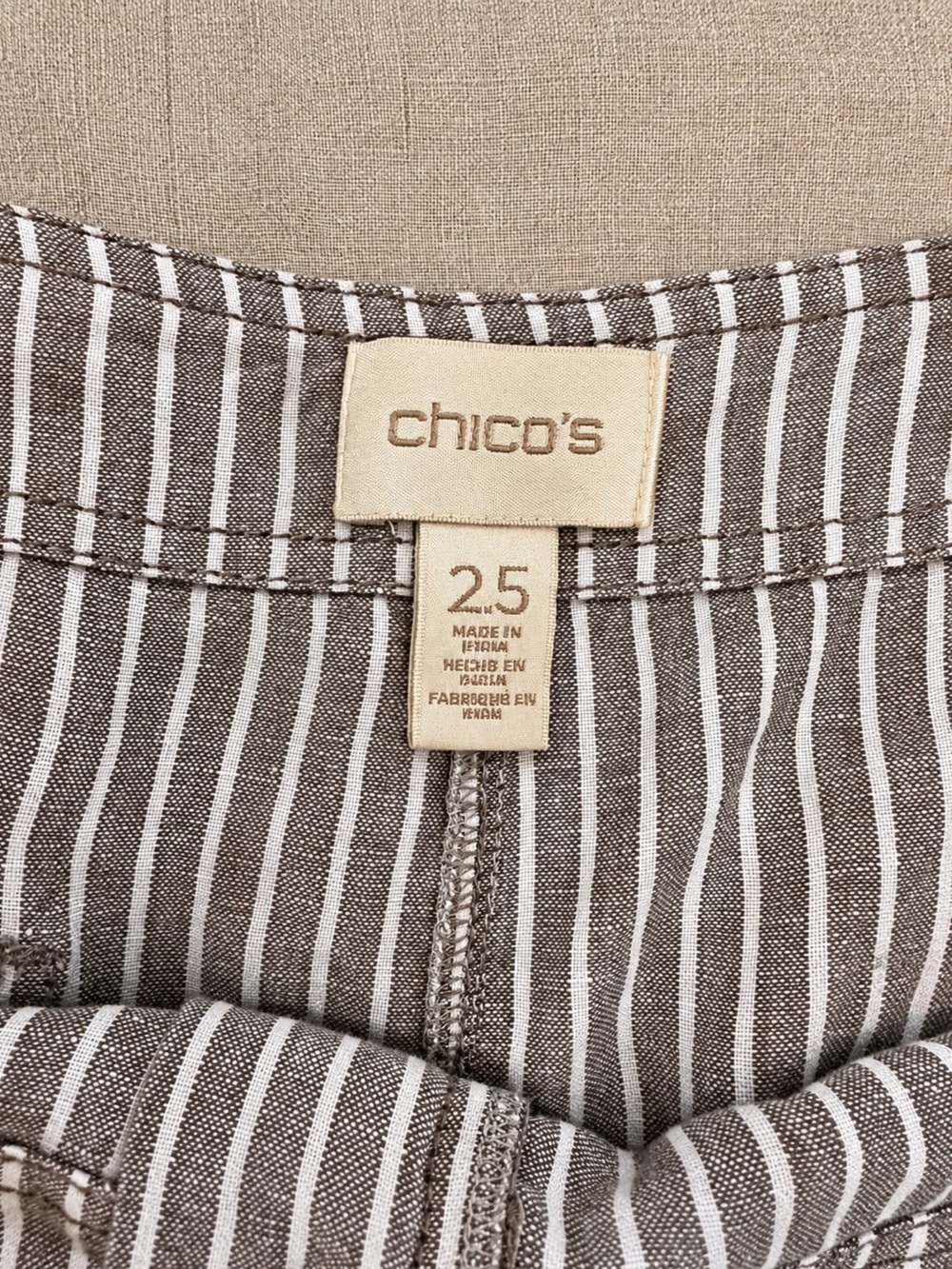 Chico’s Size 2.5 / US 14 Cotton Linen Striped Wide Leg Pants